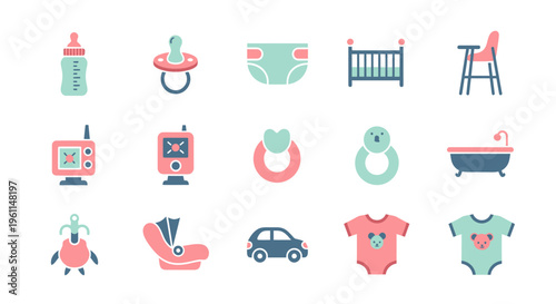 Baby essentials and nursery items in pastel colors
