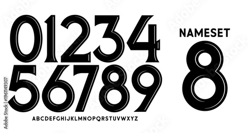 number set for jersey with modern and retro style	
