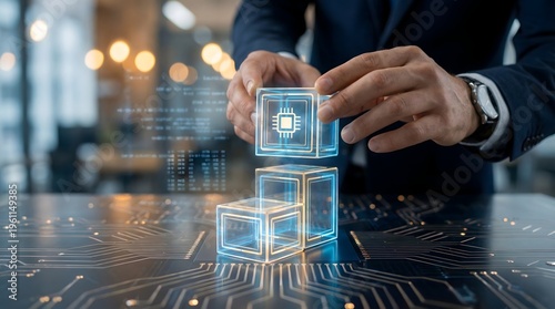 Hand Stacking Technology Cubes for Digital Business Infrastructure