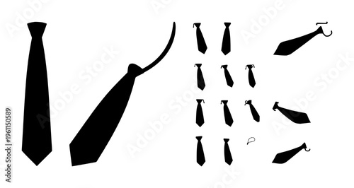 Tie set with professional silhouette design featuring neckwear, formal attire, business style graphics with line art illustration and outline