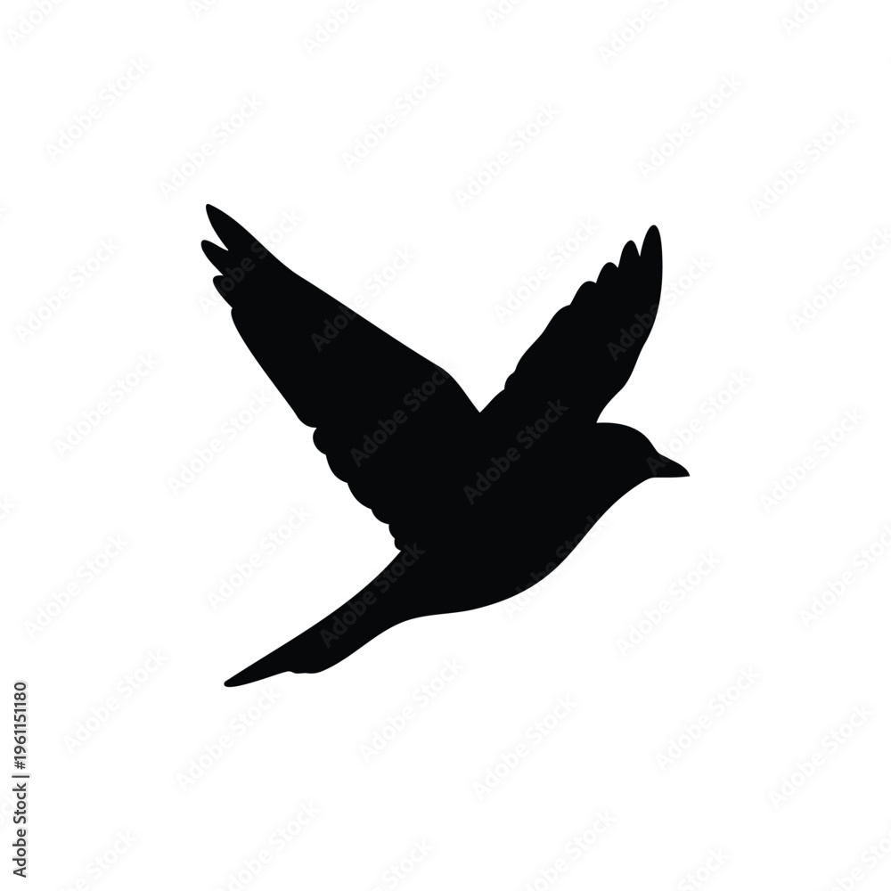 Obraz premium Flying bird silhouette vector flat illustration design.