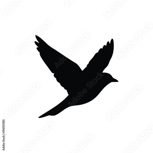 Flying bird silhouette vector flat illustration design.