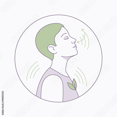 Person Breathing Deeply with Gentle Vibrations.