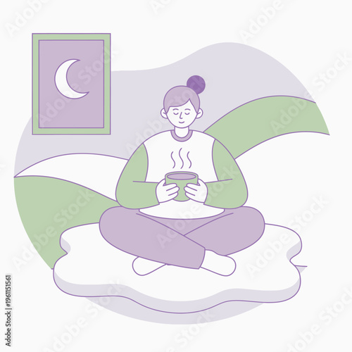 Person enjoying a warm beverage in a peaceful setting.