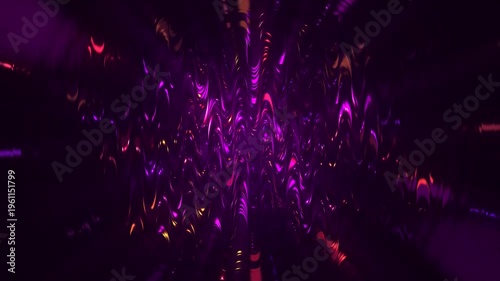 Abstract colorful particle background with glittering shiny particles, glowing light beams and rippled glass effect. This vibrant glowing neon colored background animation is full HD and a loop.