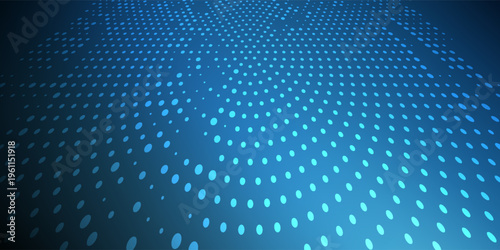 Abstract Blue Digital Halftone Circular Network Background. Modern Trendy design in Vector Illustration