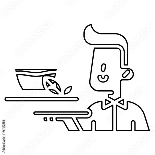 Waiter and green tea icon