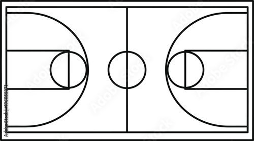 Basketball court diagram with key zones and lines