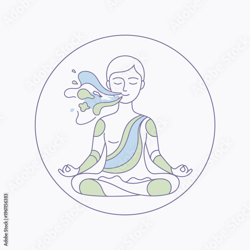 Person Meditating Peaceful Breathing Exercise Illustration.