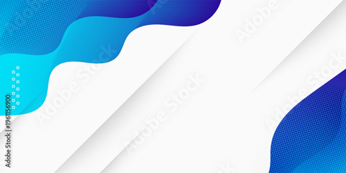 Abstract Liquid Fluid Background with Modern Blue Gradient and Halftone Geometric Elements. Suit for banner, web, brochure, pamflet and presentation