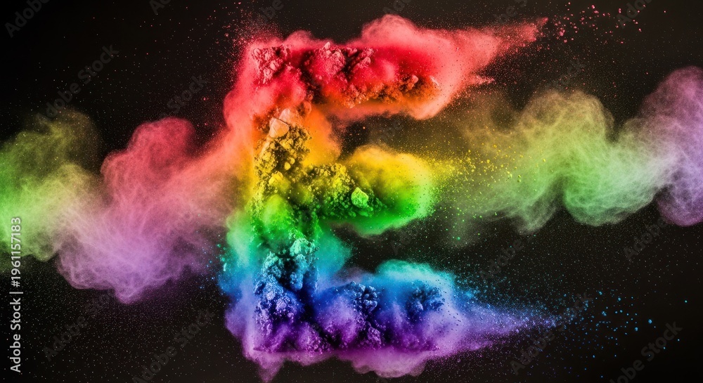 Naklejka premium A colorful, abstract explosion of rainbow colors against a black background.