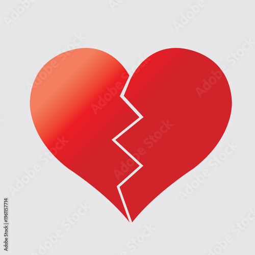 Broken Heart with Gradient Effect – Love Loss and Heartbreak Concept Illustration