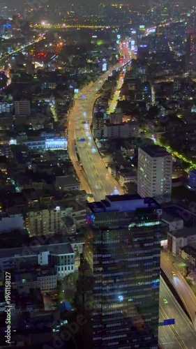 24 March 2026 Night views of  BKK viewed from Lebua Building State Tower with views of BKK city buildings illuminated in the background in BKK Bangkok Thailand Thai
