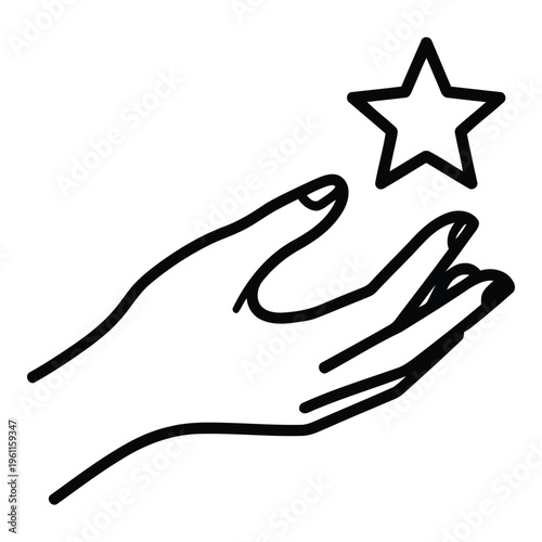 Hand Reaching for a Star Symbol.