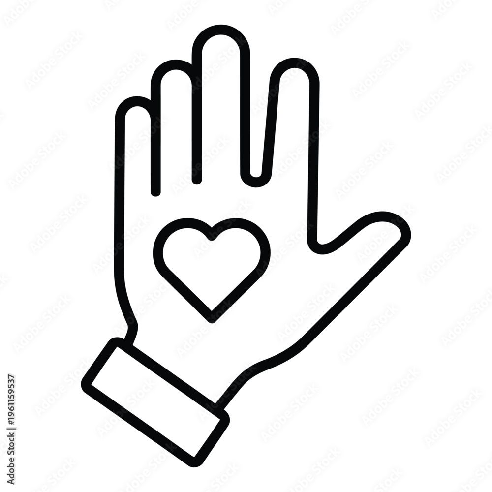 Fototapeta premium Hand with heart symbol on palm.