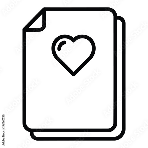Heart shaped symbol on document.