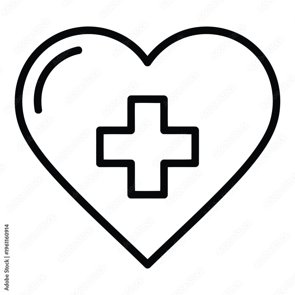 Fototapeta premium Heart with medical cross symbol.