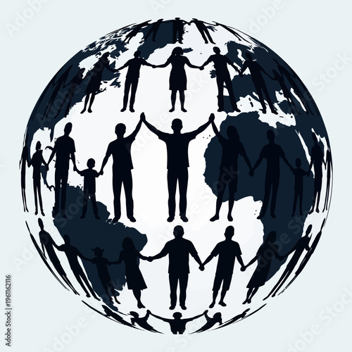 Diverse People Holding Hands Globe Unity.
