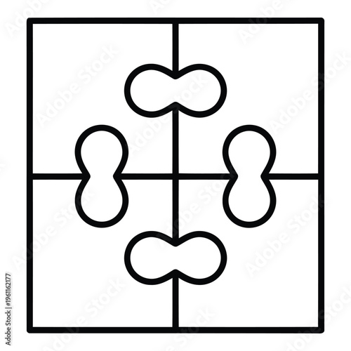 Jigsaw puzzle pieces in square frame.