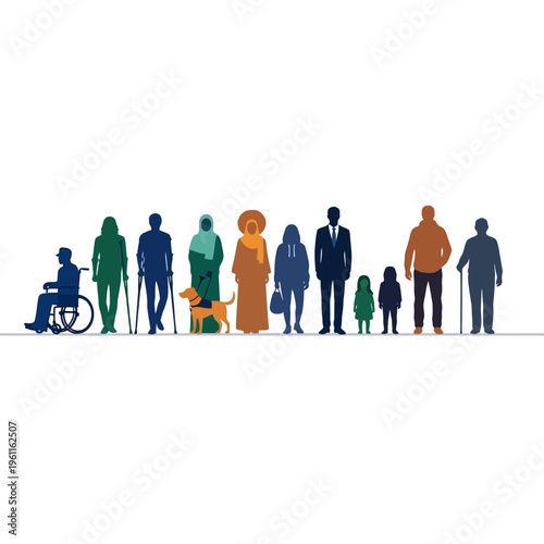 Diverse group of people standing together.