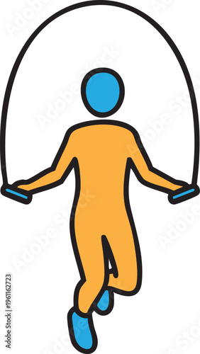 Jumping rope exercise icon - active person skipping with jump rope, fitness and sport