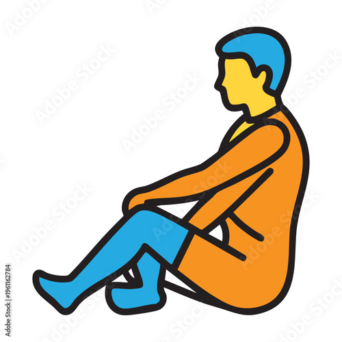 Seated figure icon - person sitting down, relaxation and rest pose