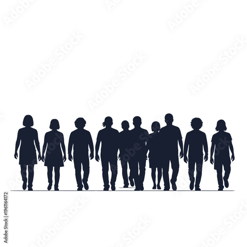 Group of people walking together outside.