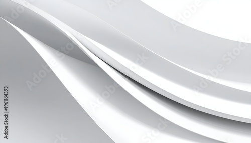 Abstract white design featuring flowing, layered curves with shadows and highlights