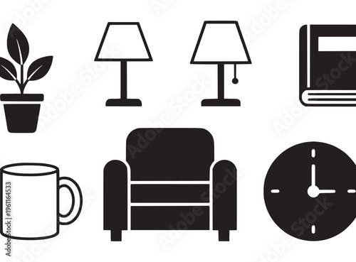 Black and white chair furniture icon.