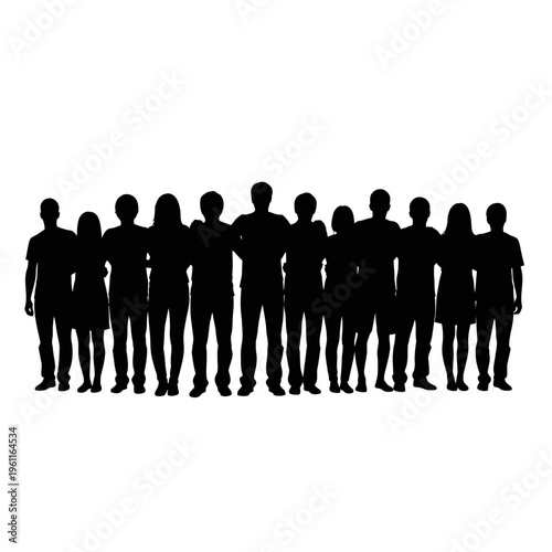 Group of people standing together silhouette.