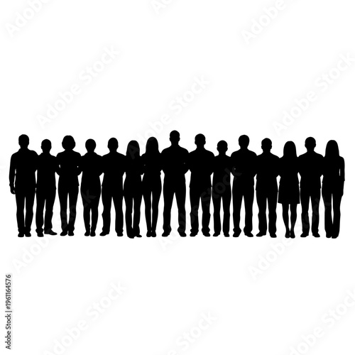 Group of people standing together silhouettes.