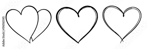 Continuous one line drawing hearts symbol embracing vector illustration minimalism design of love sign. Romantic relationship concept for wedding and Valentine's day card celebration. set with simp...