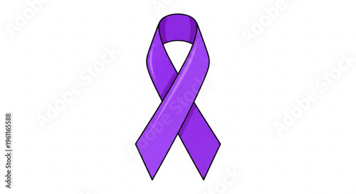 Purple awareness ribbon symbolizing support and solidarity on a white background