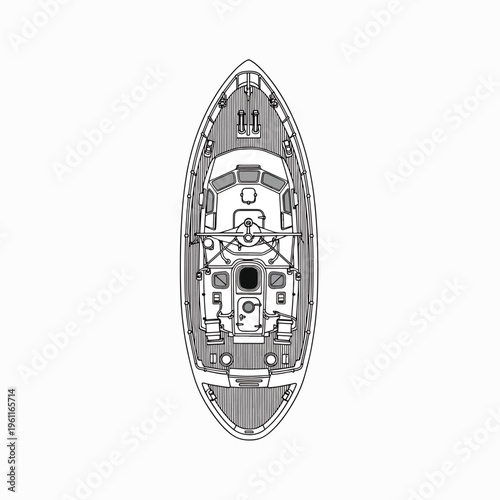 Top view of a yacht deck.