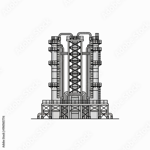 Industrial facility with large metal structure.