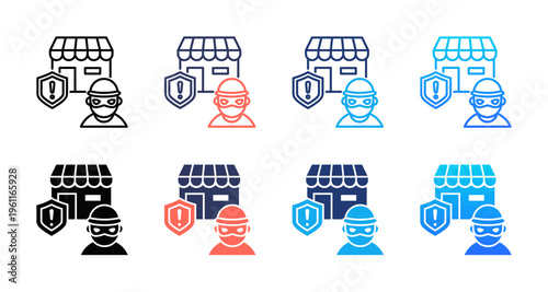 Canvas Print Shoplifting Prevention icon sheet multiple style collection