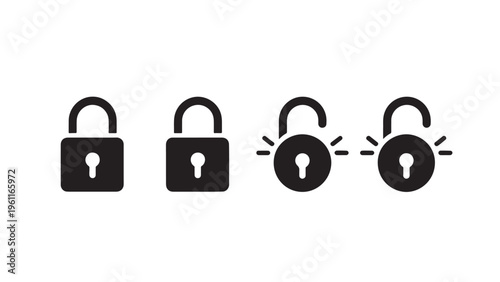Padlock security icon variations