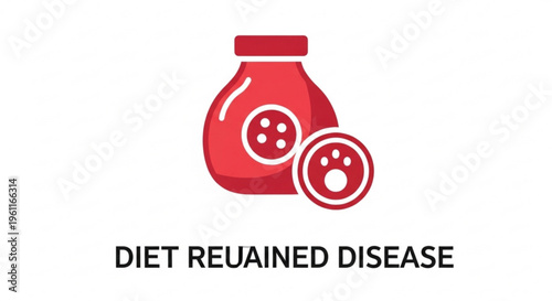 Diet related disease infographic with pet food and pill