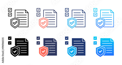 Security Policies icon sheet multiple style collection