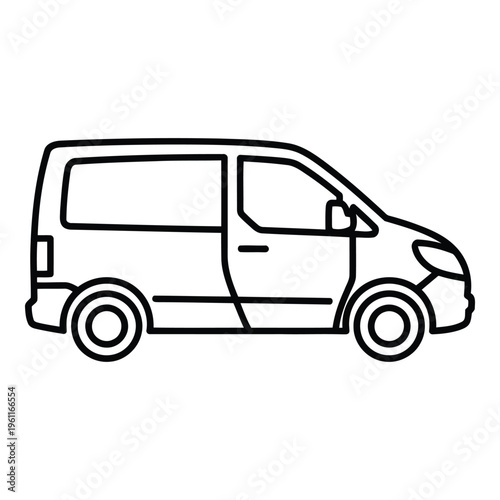 Simple line drawing of a van.
