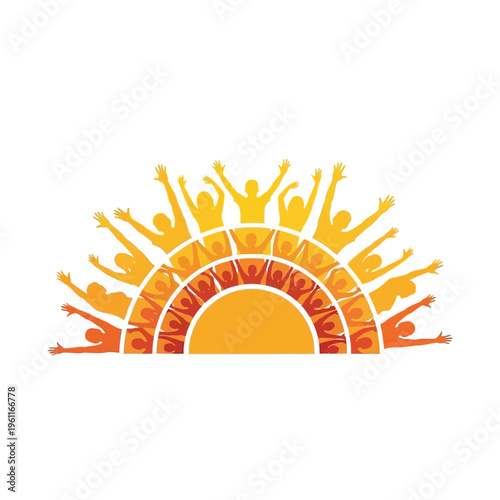 People Celebrating with Raised Hands.