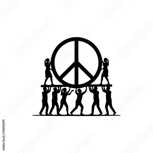 People holding a peace sign together.