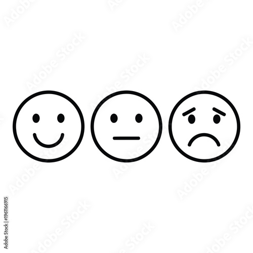 Smiling neutral and frowning emoticon faces.