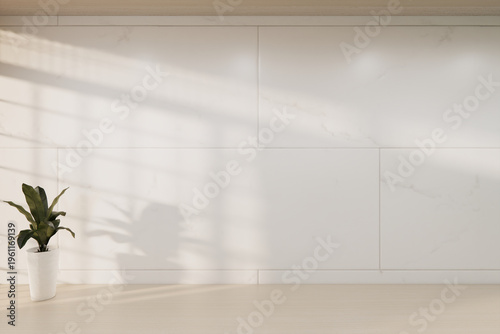 Mock up interior room and wood white color wall background 3D illustration rendering