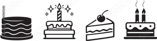 Modern cake collection for bakery menus, celebration events and dessert branding