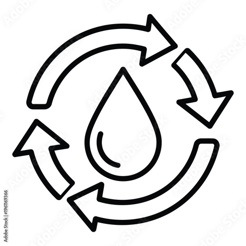 Water Droplet Recycling Symbol Icon.