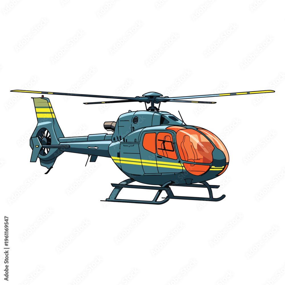 Fototapeta premium A green and orange helicopter model.