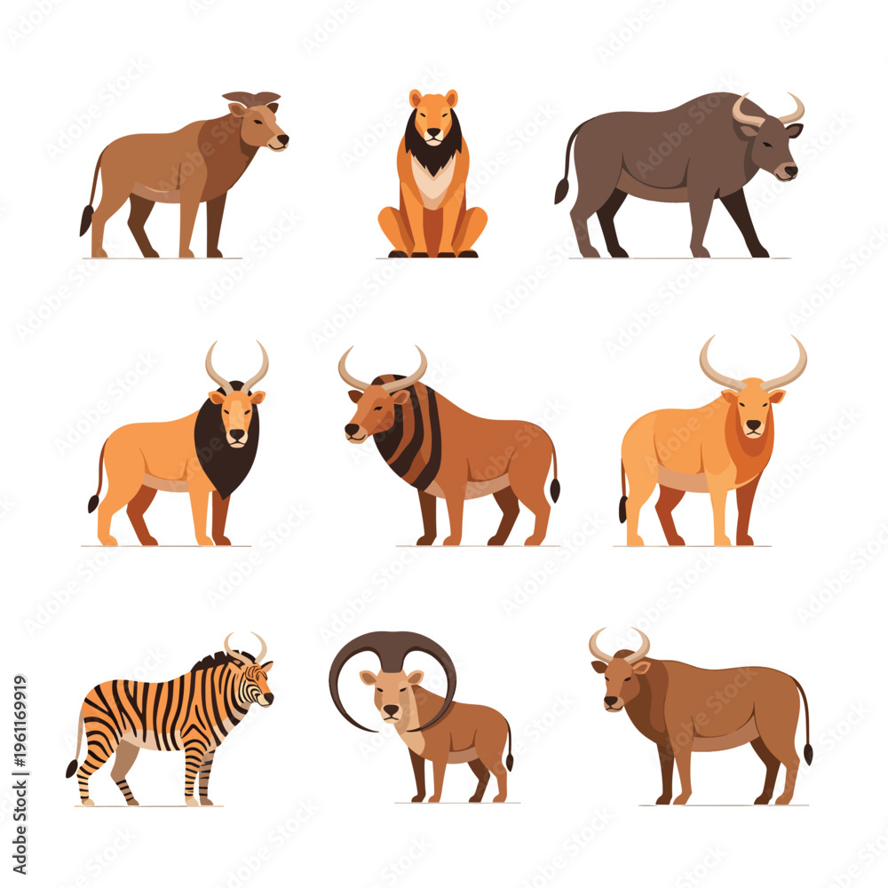 Obraz premium Collection of various wild animals standing.