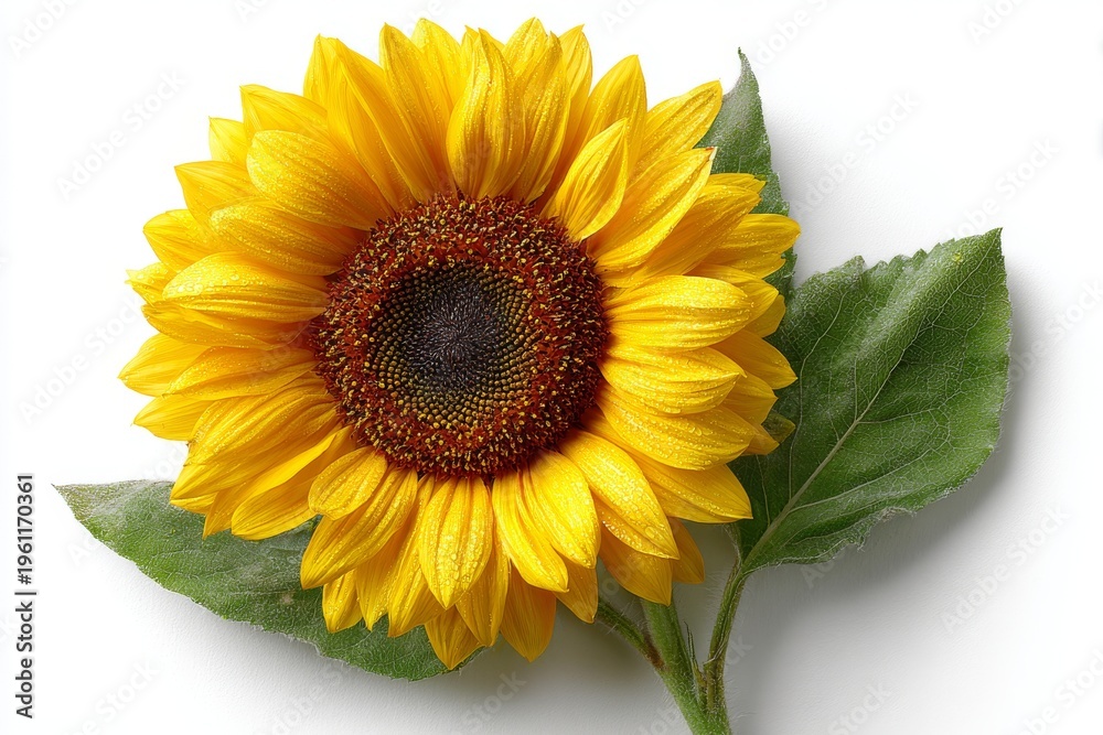 Fototapeta premium Isolated sunflower, beautiful, set against a white background with a clipping path