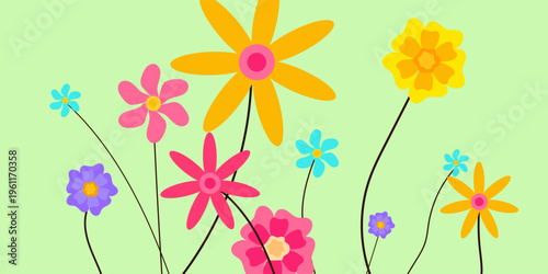 hello spring flower background banner or poster design template. observed every year in  March. Holiday concept. Use to any Template, card, poster, placard, template.